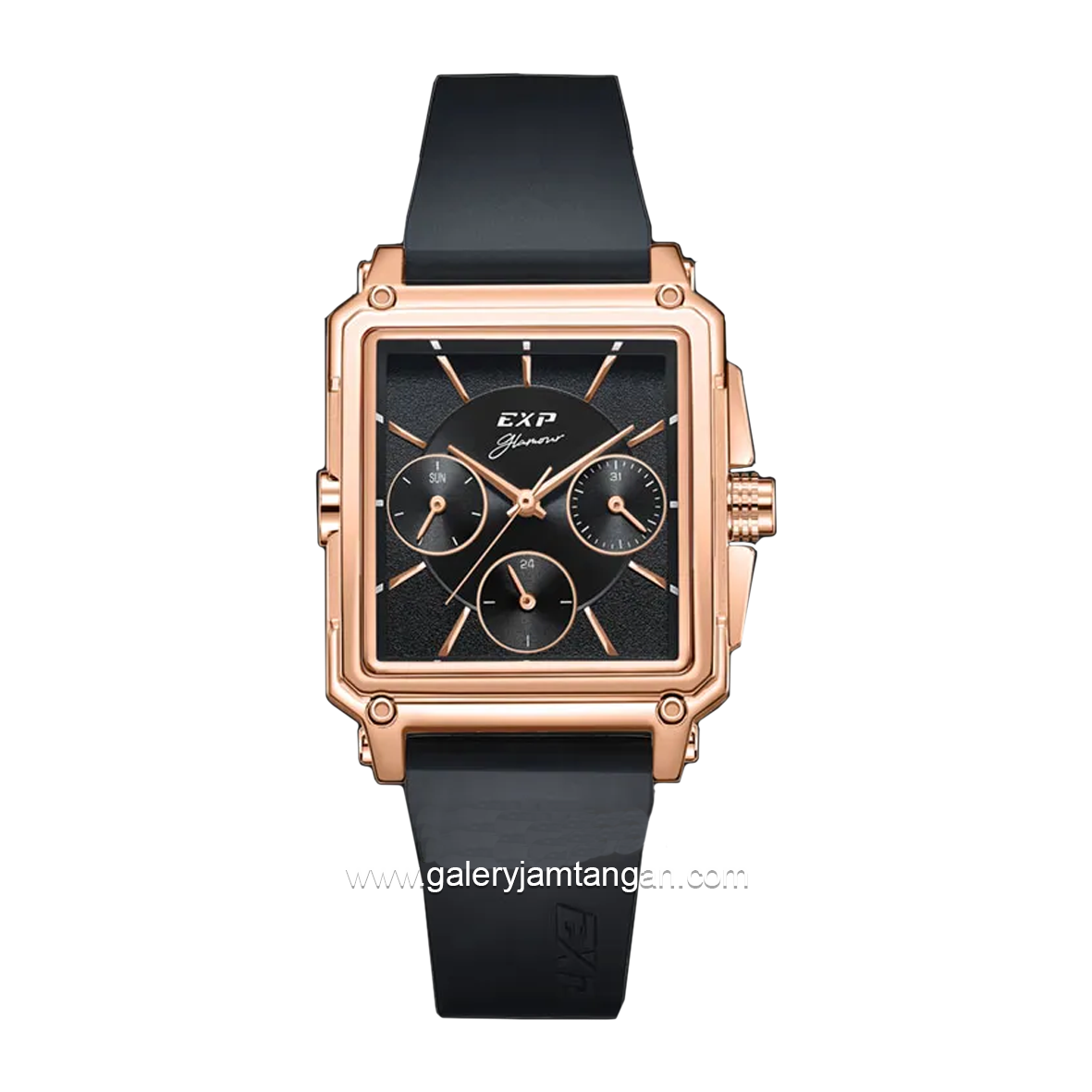 Expedition E 6618 B Black Rosegold Rubber Strap