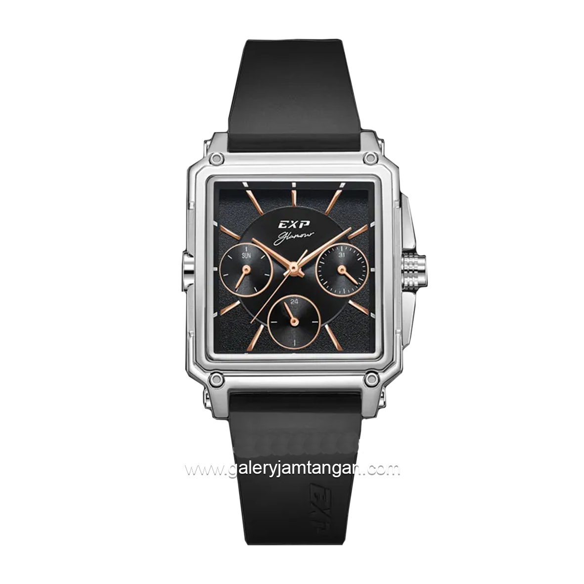 Expedition E 6618 B Black Silver Rubber Strap