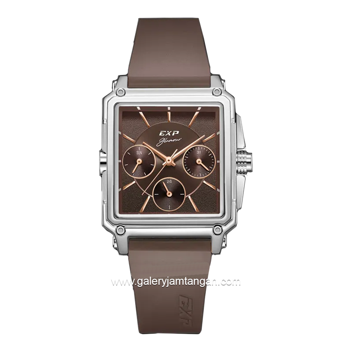Expedition E 6618 B Brown Silver Rubber Strap