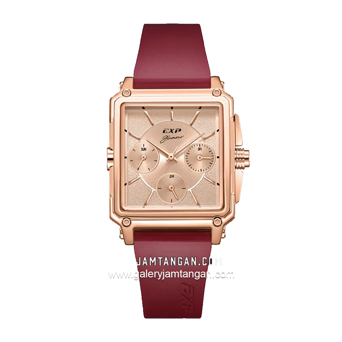 Expedition E 6618 B Red Dial Rosegold Rubber Strap