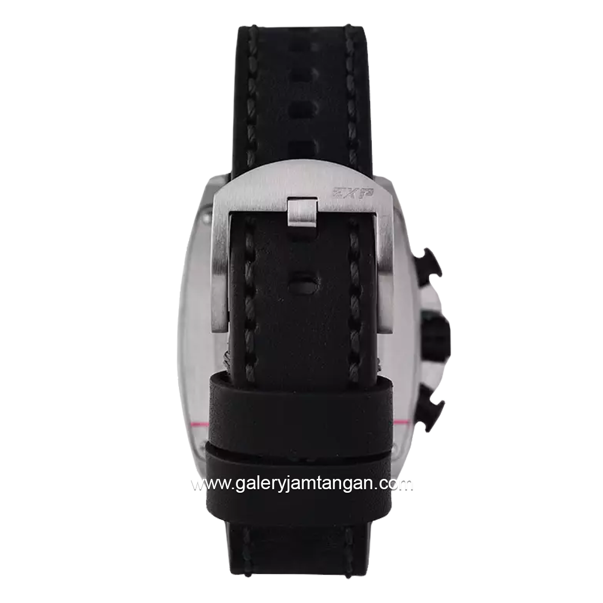 EXPEDITION E 6636 BC Black Silver Dial Red Chronograph Leather Strap
