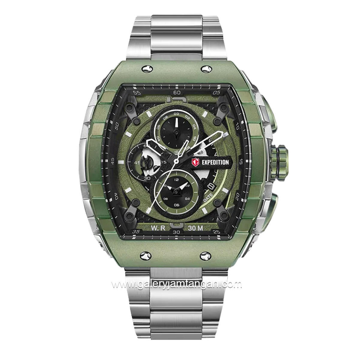 Expedition E 6782 MC Chronograph Silver Dial Green Stainless Steel