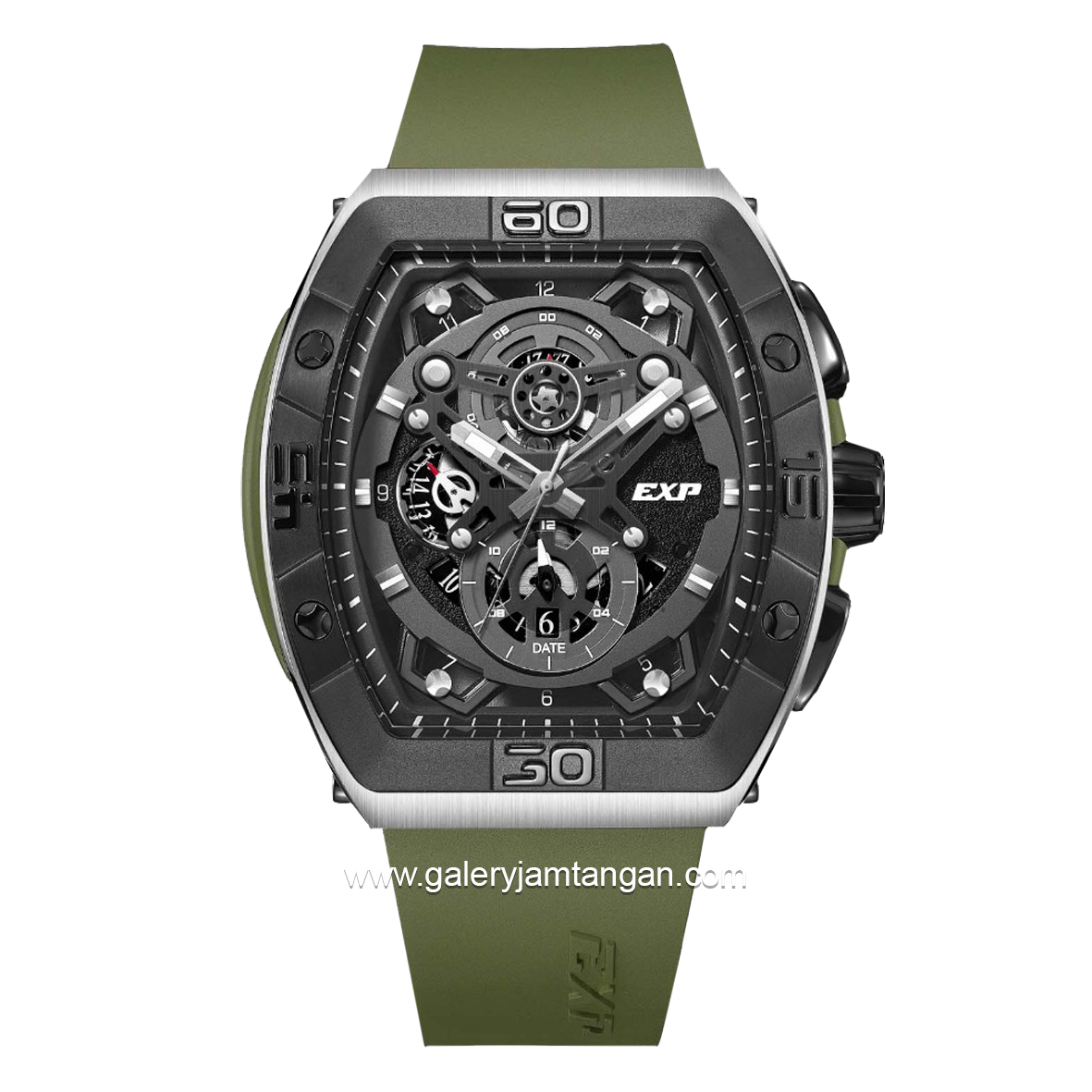 Expedition E 6800 M Chronograph Army Silver Rubber Strap