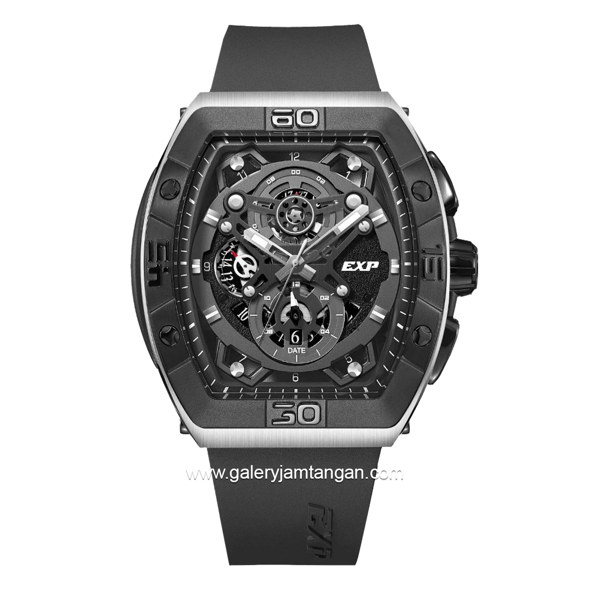 Expedition E 6800 M Chronograph Black Silver Rubber Strap