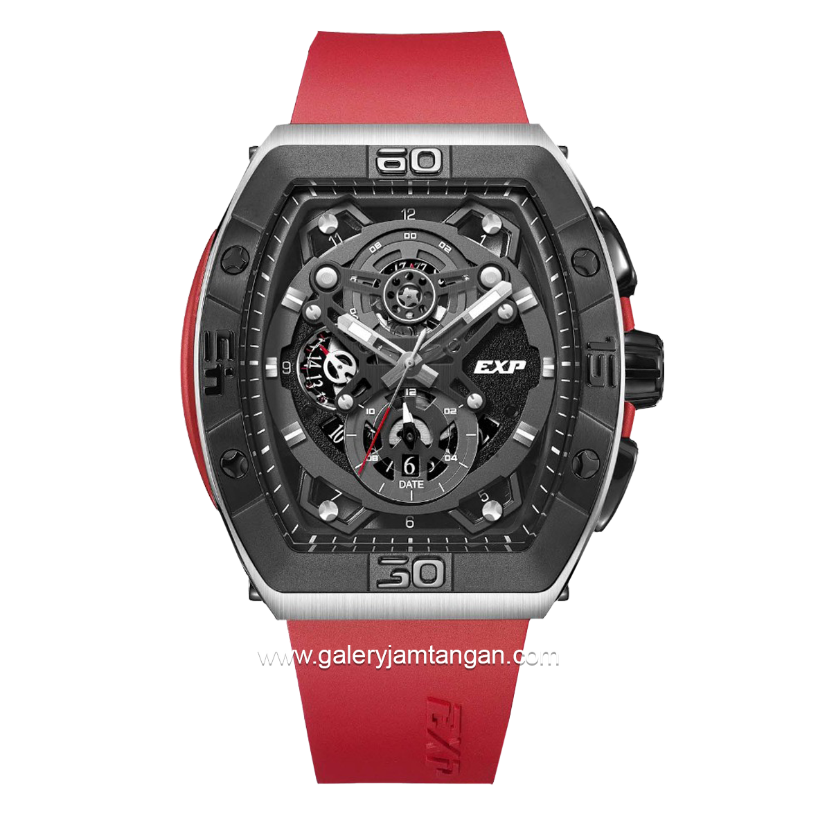 Expedition E 6800 M Chronograph Red Silver Rubber Strap