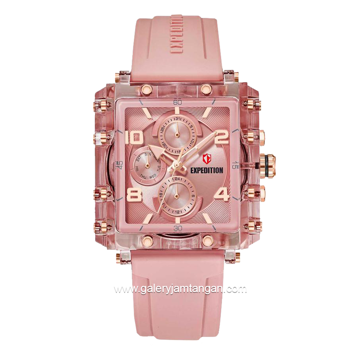 Expedition E 6808 M Pink Dial Pink Rubber Strap