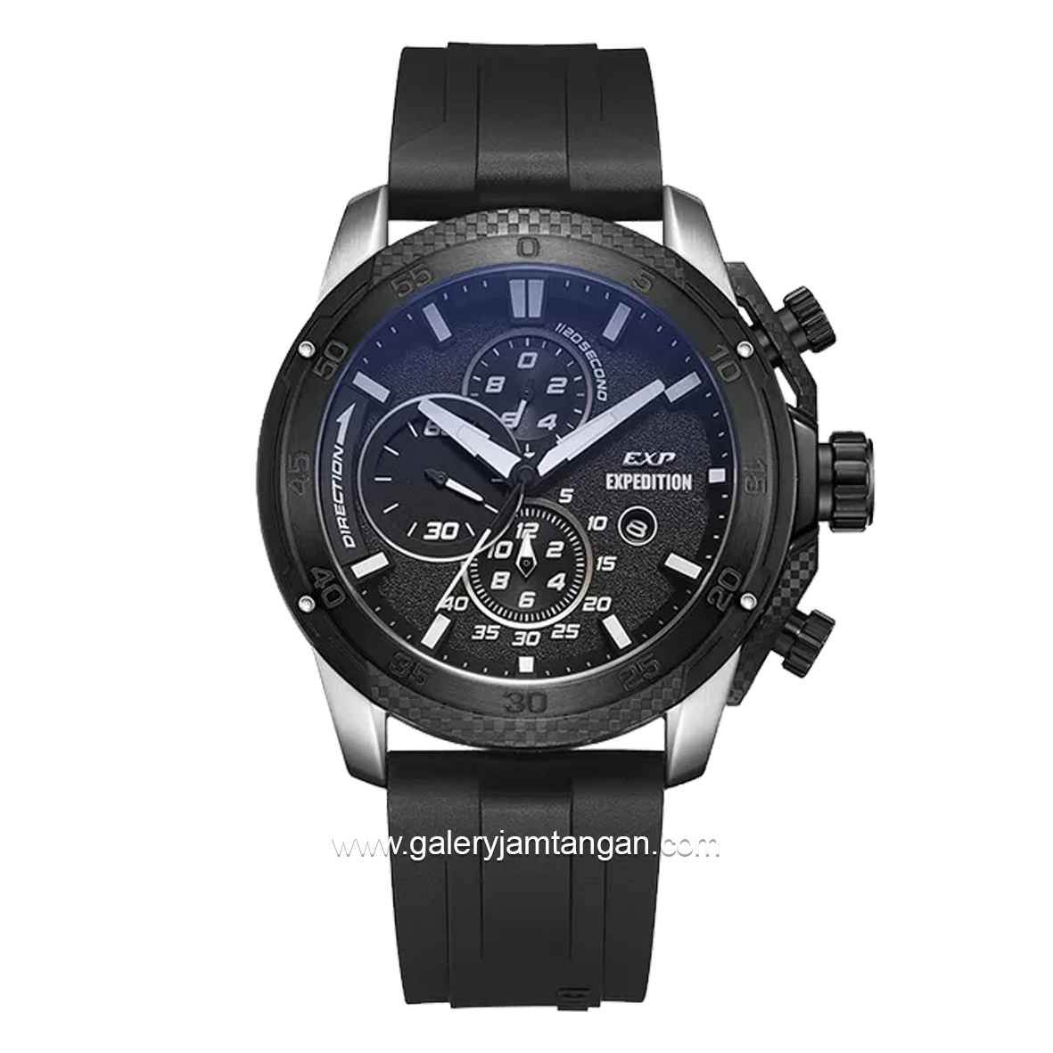 EXPEDITION E 6810 MC Black Crown Silver Rubber Strap