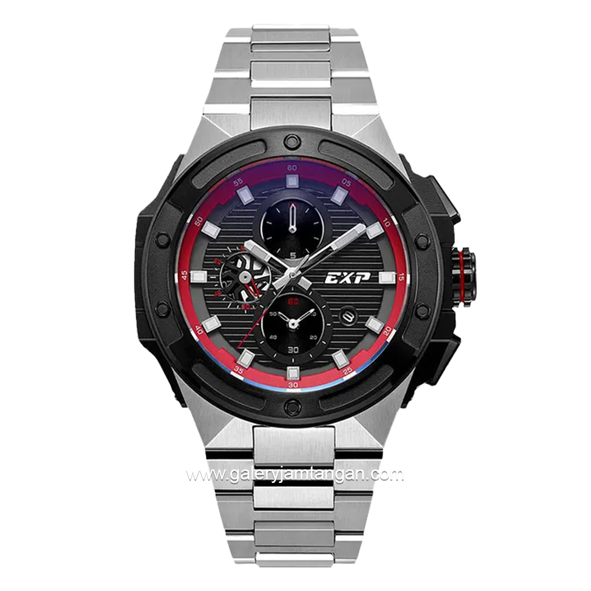 EXPEDITION E 6818 M Chronograph Silver Dial Black Red Stainless Steel