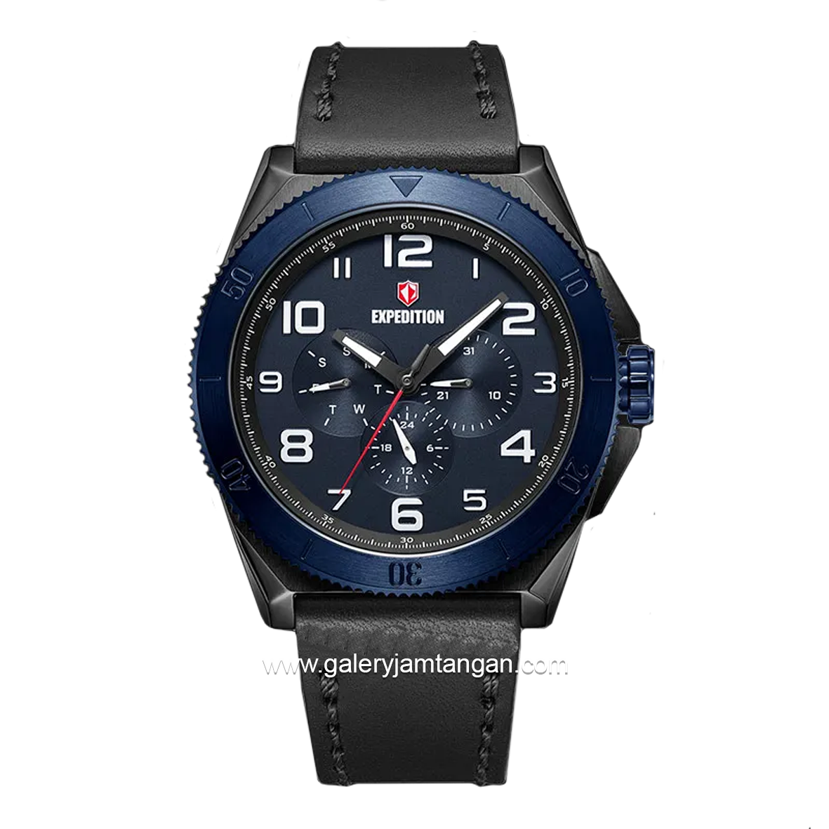 Expedition E 6823 MF Black Ring Blue Leather Strap