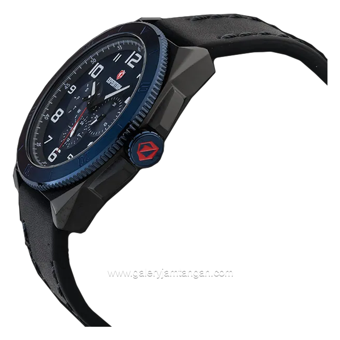 Expedition E 6823 MF Black Ring Blue Leather Strap