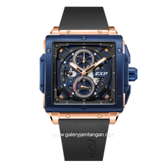 Expedition E 6844 MC Black Rosegold Ring Blue Rubber Strap