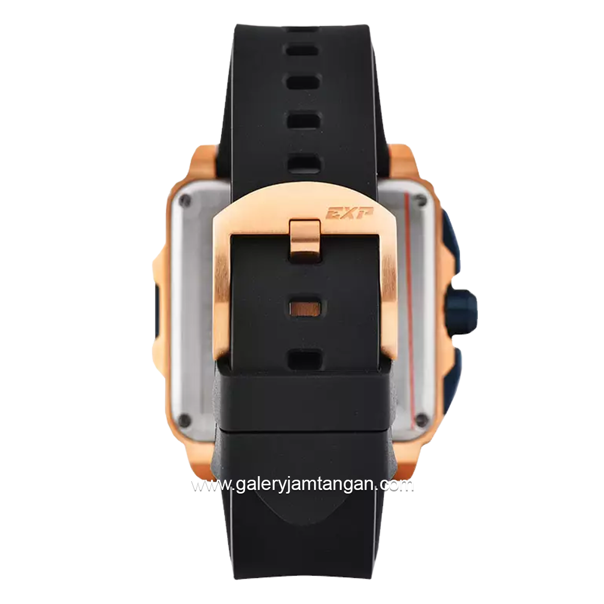 Expedition E 6844 MC Black Rosegold Ring Blue Rubber Strap