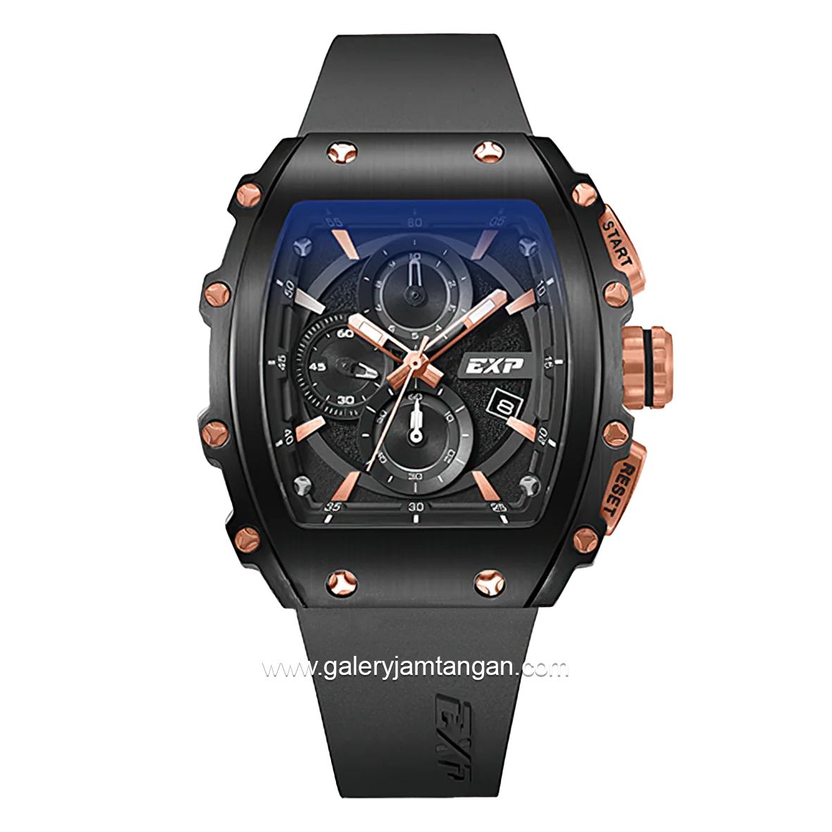 EXPEDITION E 6846 MC Black Crown Rosegold Chronograph Rubber Strap