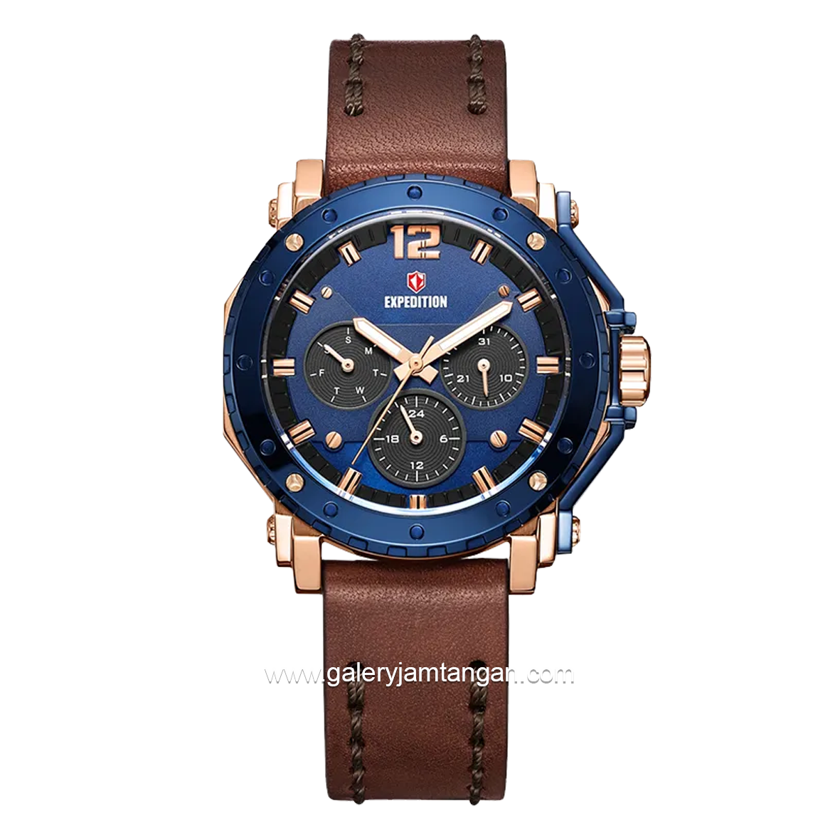 EXPEDITION E 6402 B Chronograph Brown Dial Blue Leather Strap