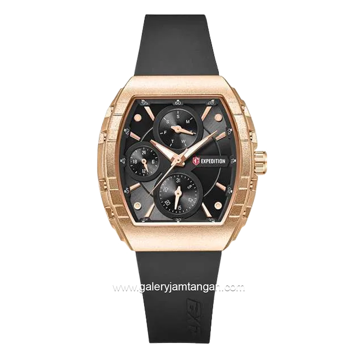 EXPEDITION E 6782 B Black Ring Gold Rubber Strap