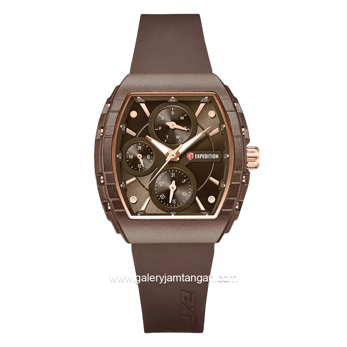 EXPEDITION E 6782 B Brown Crown Rosegold Rubber Strap
