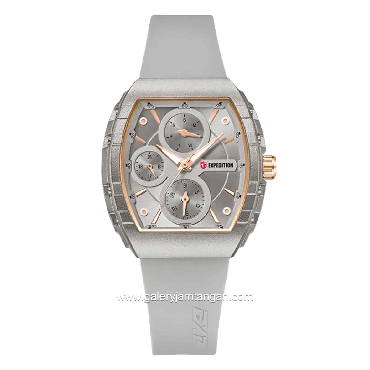 EXPEDITION E 6782 B Grey Crown Rosegold Rubber Strap