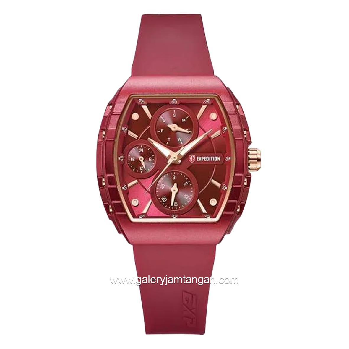 EXPEDITION E 6782 B Red Crown Rosegold Rubber Strap