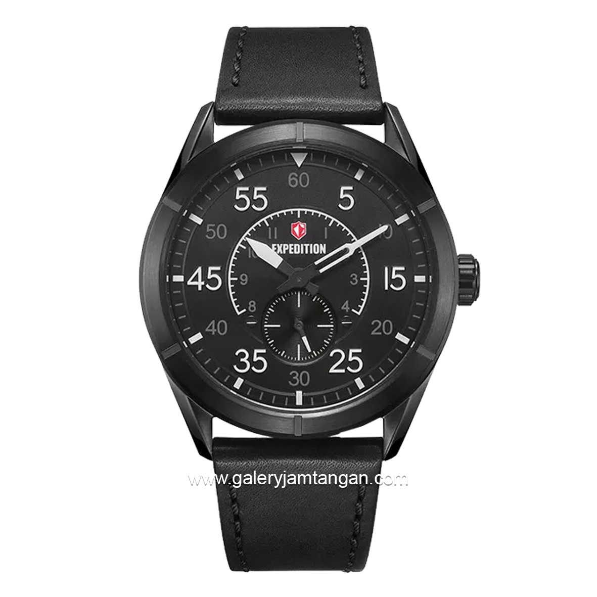 EXPEDITION E 6832 M Chronograph Full Black Leather Strap