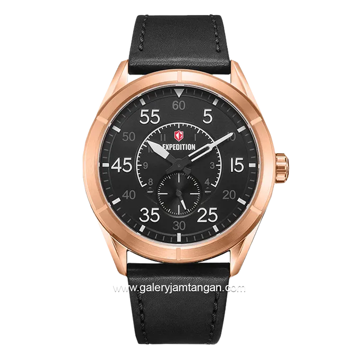 EXPEDITION E 6832 M Chronograph Black Rosegold Leather Strap