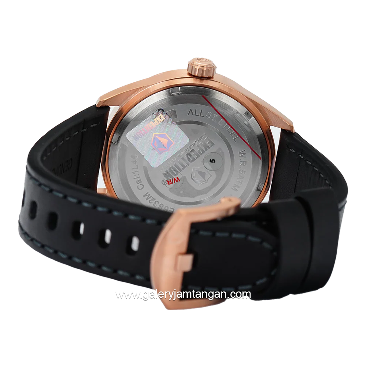 EXPEDITION E 6832 M Chronograph Black Rosegold Leather Strap