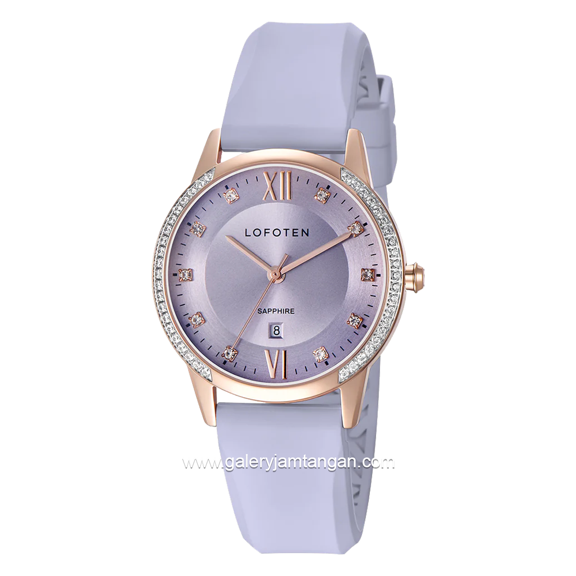 LOFOTEN F-2322L Purple Rosegold Sapphire Glass Rubber Strap