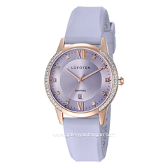 LOFOTEN F-2322L Purple Rosegold Sapphire Glass Rubber Strap
