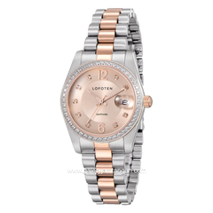 LOFOTEN F-2323L Silver Combinasi Rosegold Sapphire Glass Stainless Steel Strap
