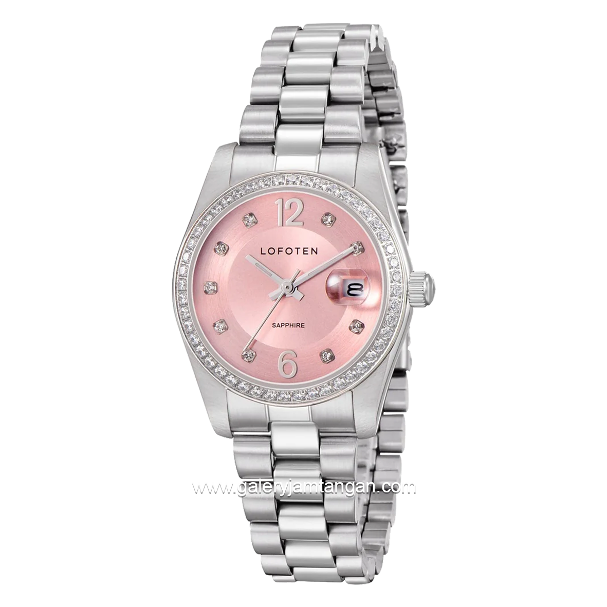 LOFOTEN F-2323L Silver Dial Pink Sapphire Glass Stainless Steel Strap
