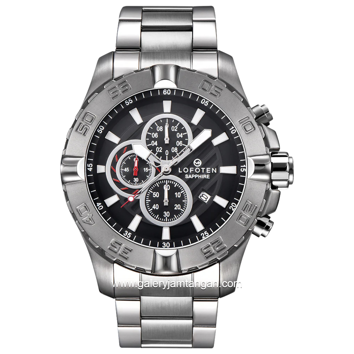 LOFOTEN F-6512MC Chronograph Silver Dial Black Stainless Steel