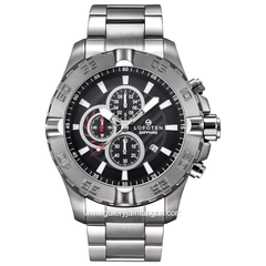 LOFOTEN F-6512MC Chronograph Silver Dial Black Stainless Steel