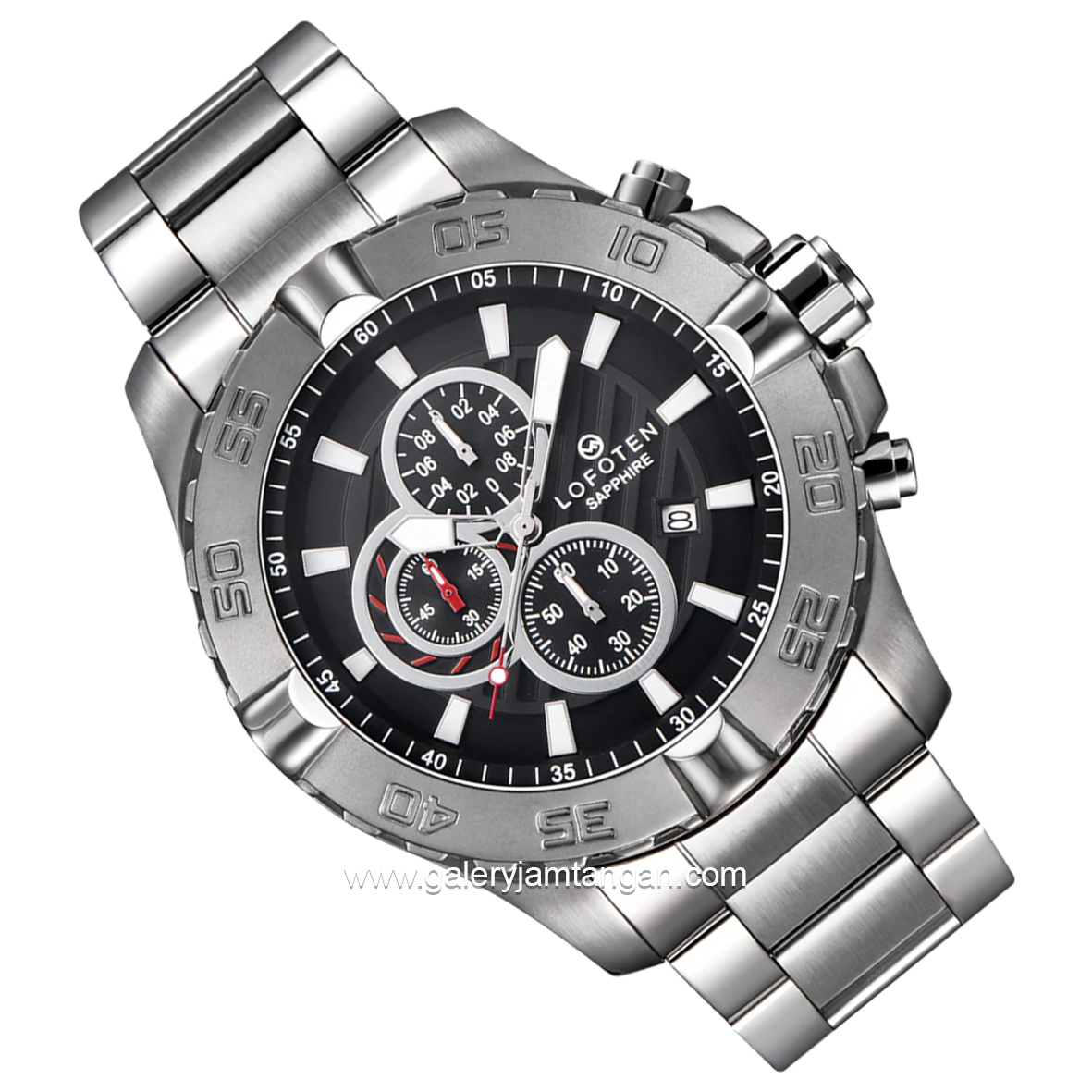LOFOTEN F-6512MC Chronograph Silver Dial Black Stainless Steel