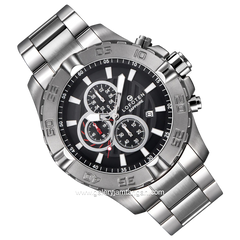 LOFOTEN F-6512MC Chronograph Silver Dial Black Stainless Steel