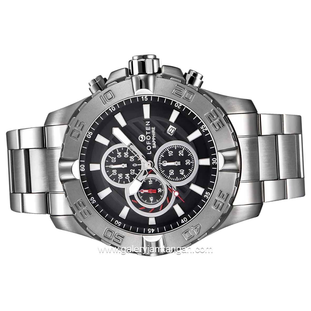LOFOTEN F-6512MC Chronograph Silver Dial Black Stainless Steel