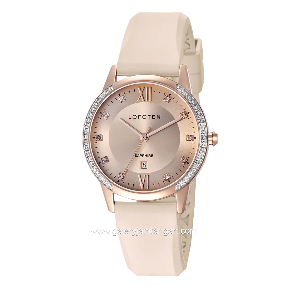 LOFOTEN F-2322L Cream Rosegold Rubber Strap