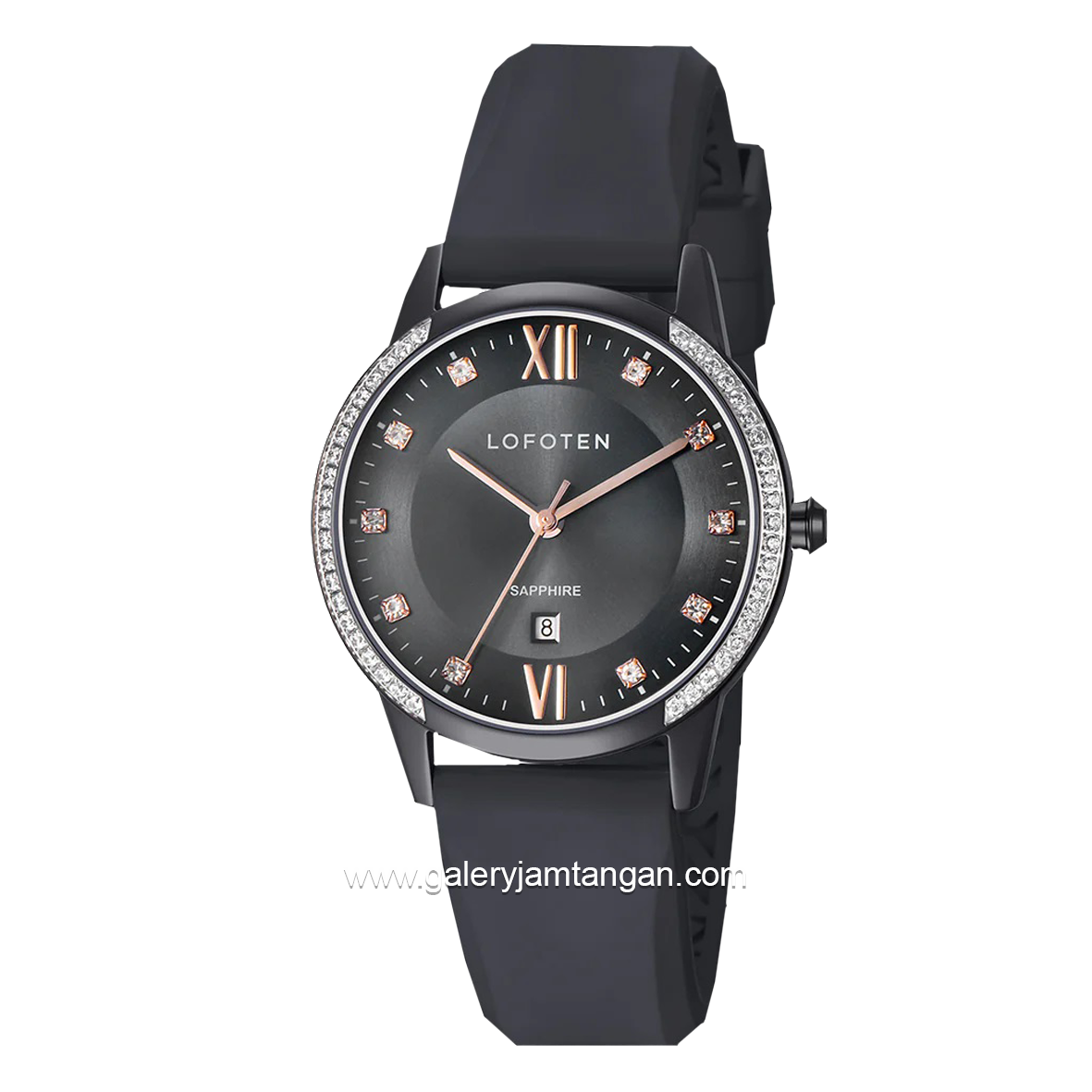 LOFOTEN F-2322L Black Silver Rubber Strap