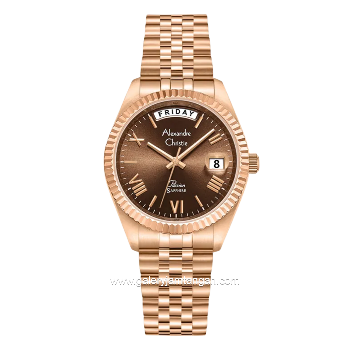 Alexandre Christie Passion AC 5014 LEBRGBO Brown Dial Rose Gold Stainless Steel Strap