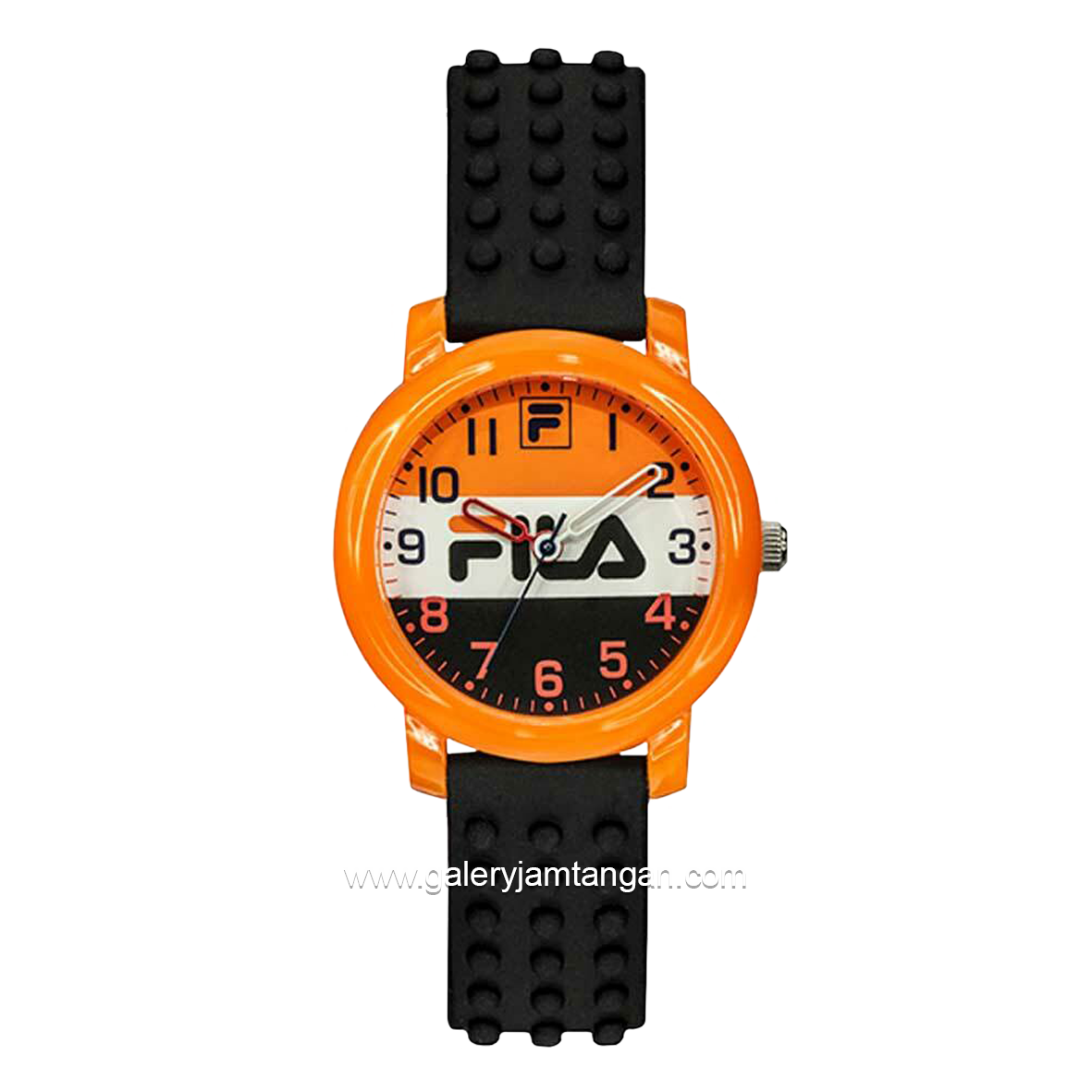 FILA 38-203-005 Black Orange Rubber Strap