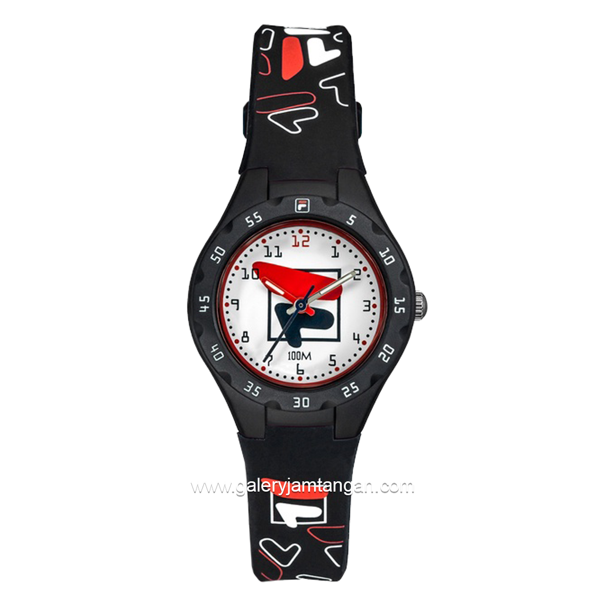 FILA 38-204-002 Black Dial White Rubber Strap