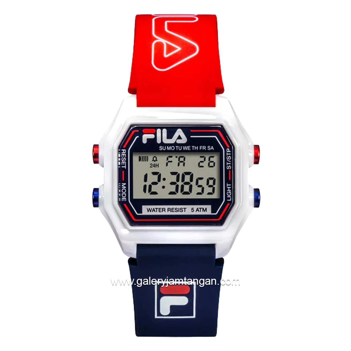 FILA 38-349-001 Digital Red Blue Ring White Rubber Strap