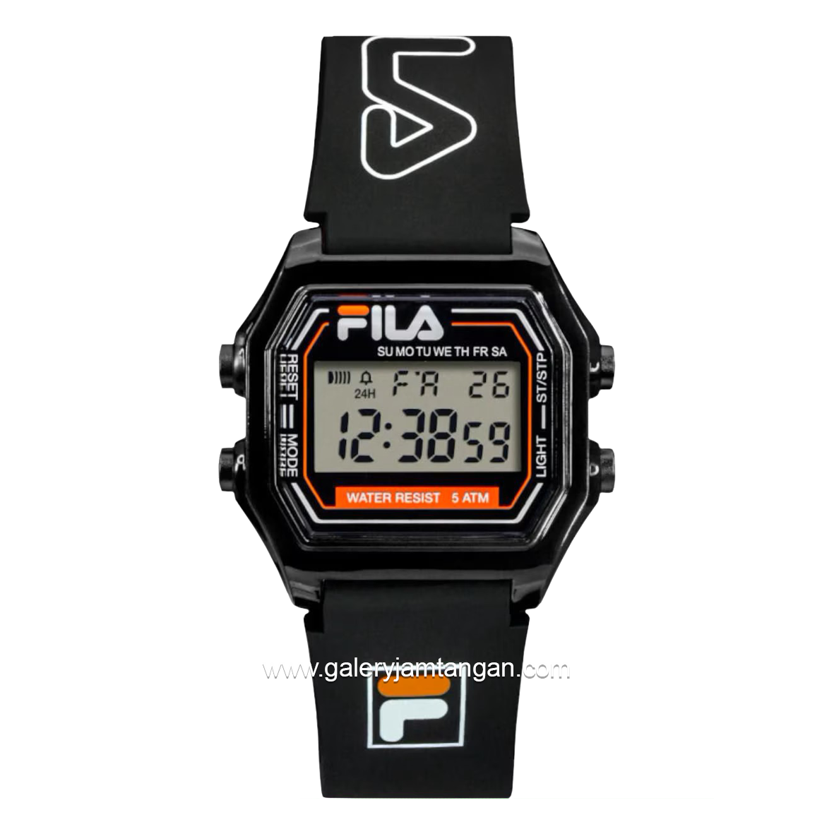 FILA 38-349-002 Digital Black Dial Black Rubber Strap