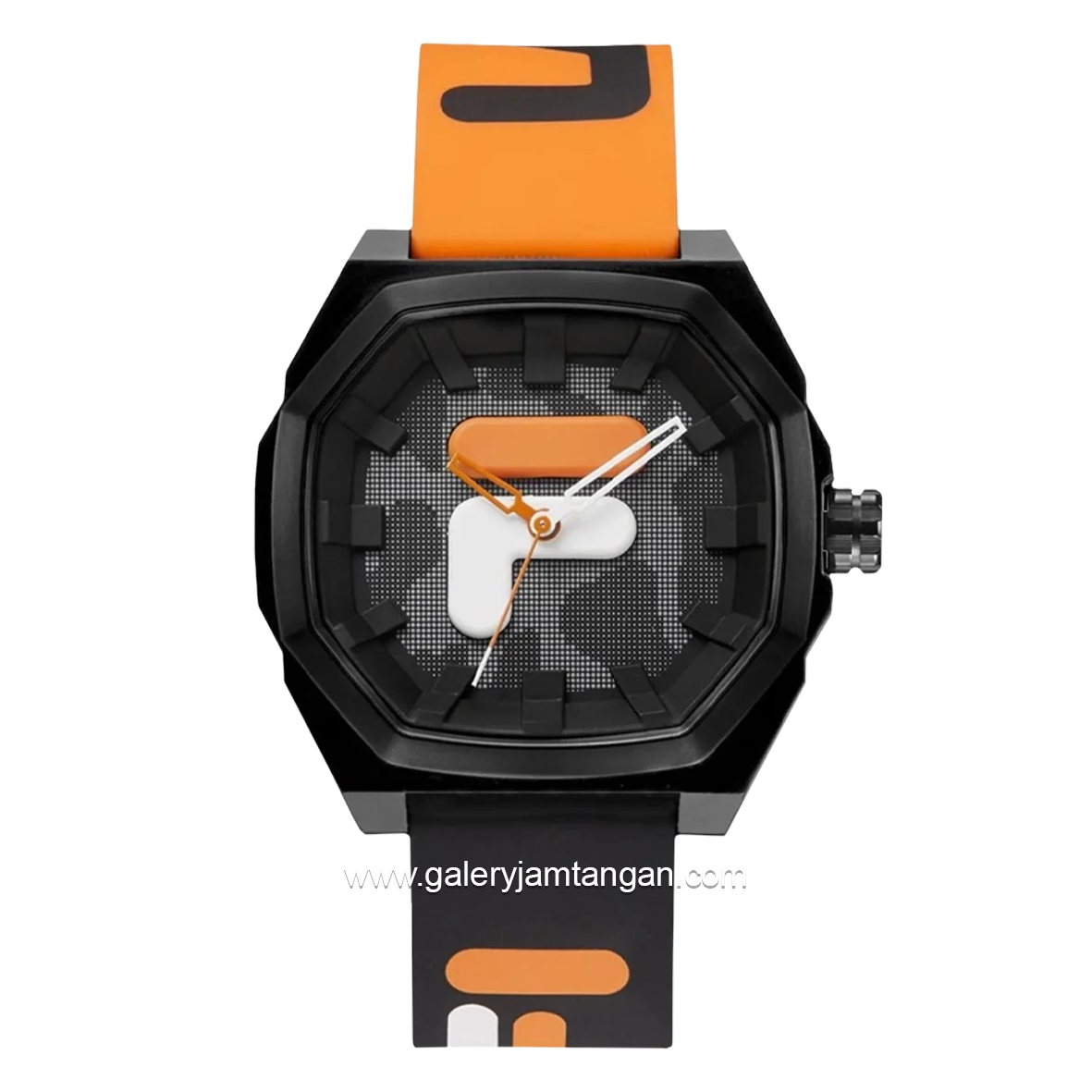 FILA 38-6105-003 Black Orange Silicone Strap