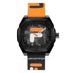 FILA 38-6105-003 Black Orange Silicone Strap