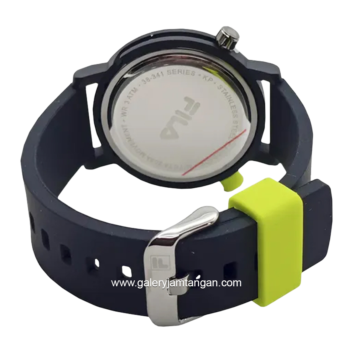 FILA 38-341-003 Black Green Rubber Strap