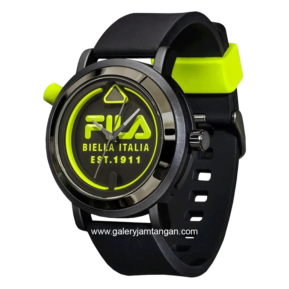 FILA 38-341-003 Black Green Rubber Strap