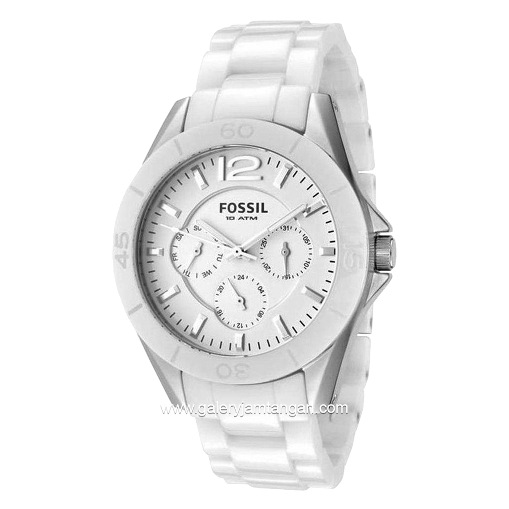 FOSSIL CE1002 White Silver Multifunction Ceramic Strap