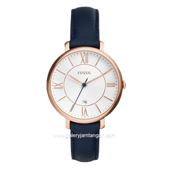 FOSSIL JACQUELINE ES3843 Blue Rosegold Dial White Leather Strap