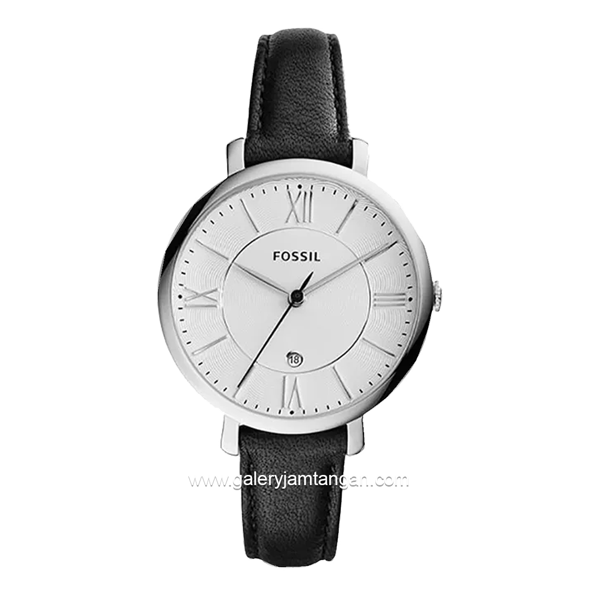 Fossil ES3972 Black Silver Leather Strap