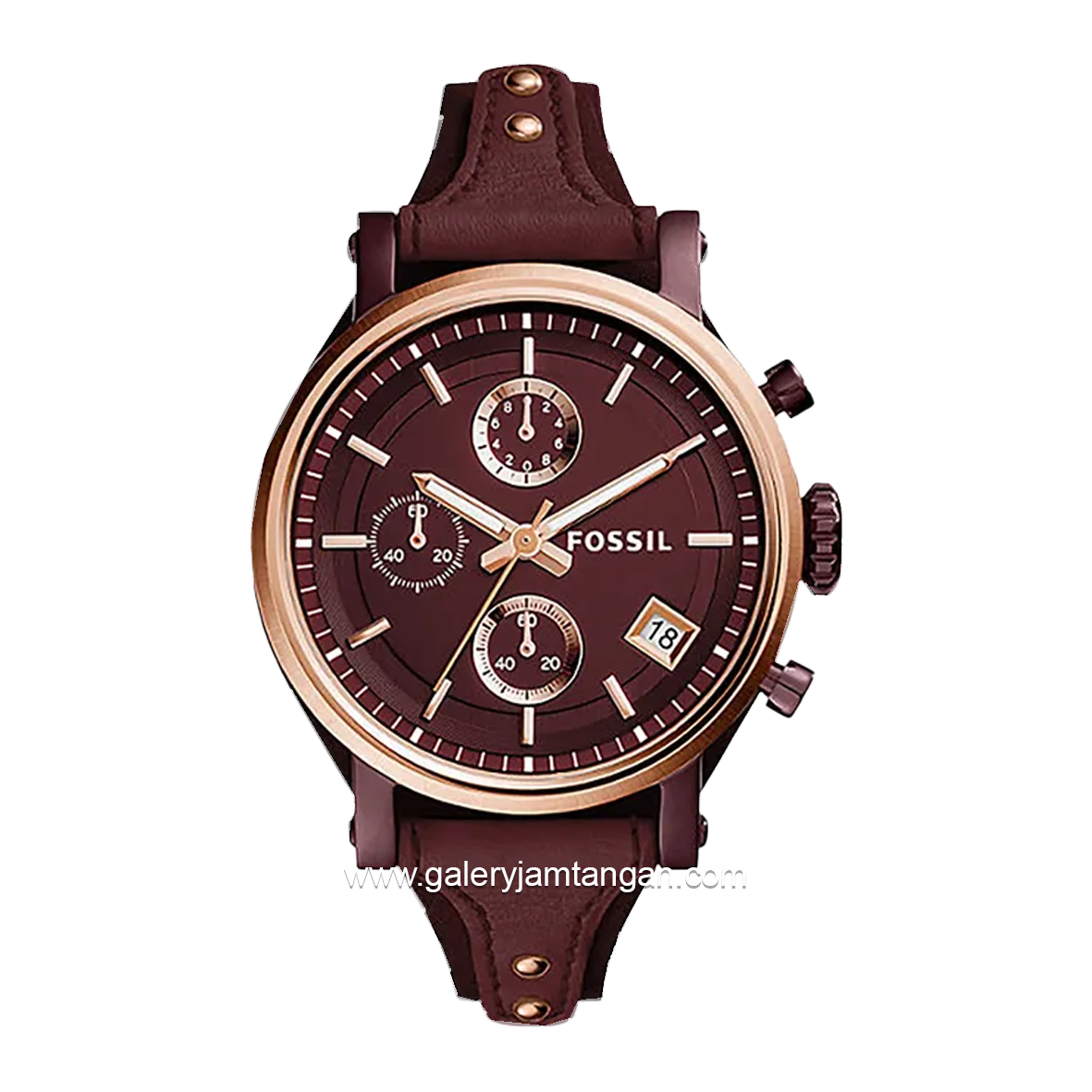 FOSSIL ES4114 Maroon Chronograph Leather Strap