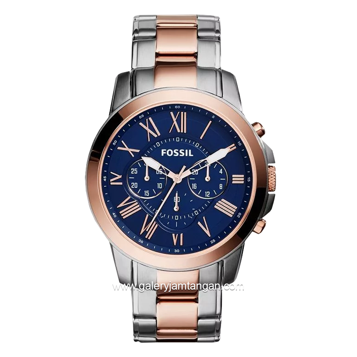 FOSSIL GRANT FS5024 Chronograph Silver Rosegold Dial Blue Stainless Steel